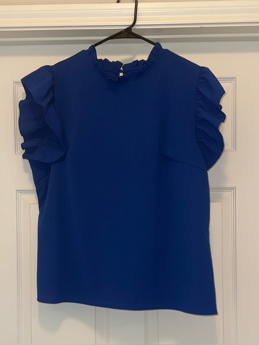 Women’s Plus Size Royal Blue Ruffle Sleeve Blouse